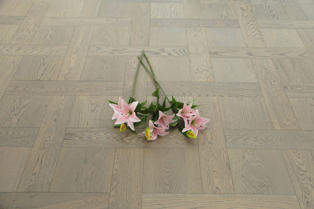 Oak Brushed L-Charcoal Lacquered Basketweave Engineered Wood Flooring BBW1502