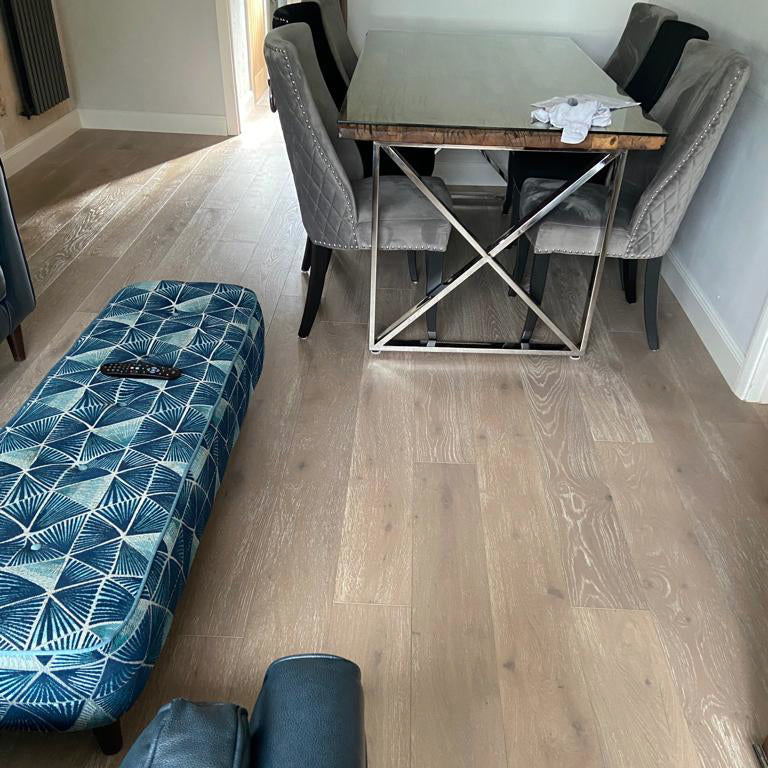 Smoked & Brushed White Oiled Oak Multiply Engineered Flooring BEO1516