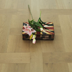 Oak Brushed L-Grey Lacquered Basketweave Engineered Wood Flooring BW1501