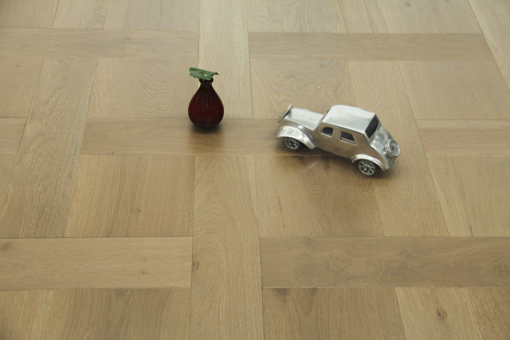 Oak Brushed L-Grey Lacquered Basketweave Engineered Wood Flooring BBW1501