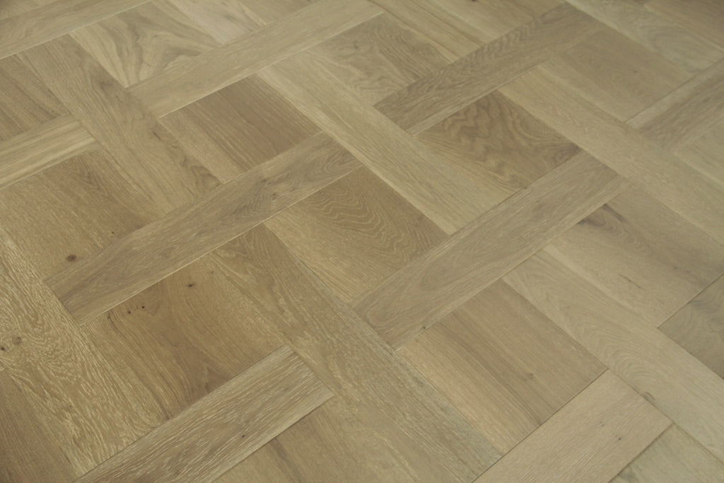 Oak Brushed L-Grey Lacquered Basketweave Engineered Wood Flooring BBW1501