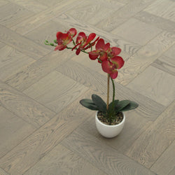 Oak Brushed L-Charcoal Lacquered Basketweave Engineered Wood Flooring BW1502