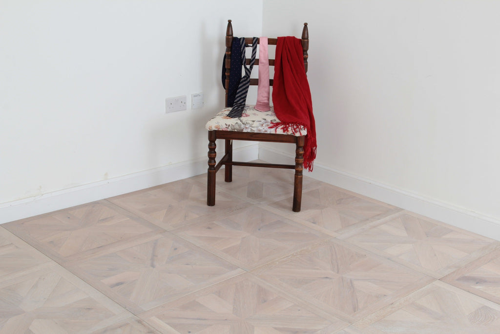 Discontinued Clearance! Oak Brushed White Oiled Versailles Panels Engineered Flooring 580x580x20/6mm BPO2014