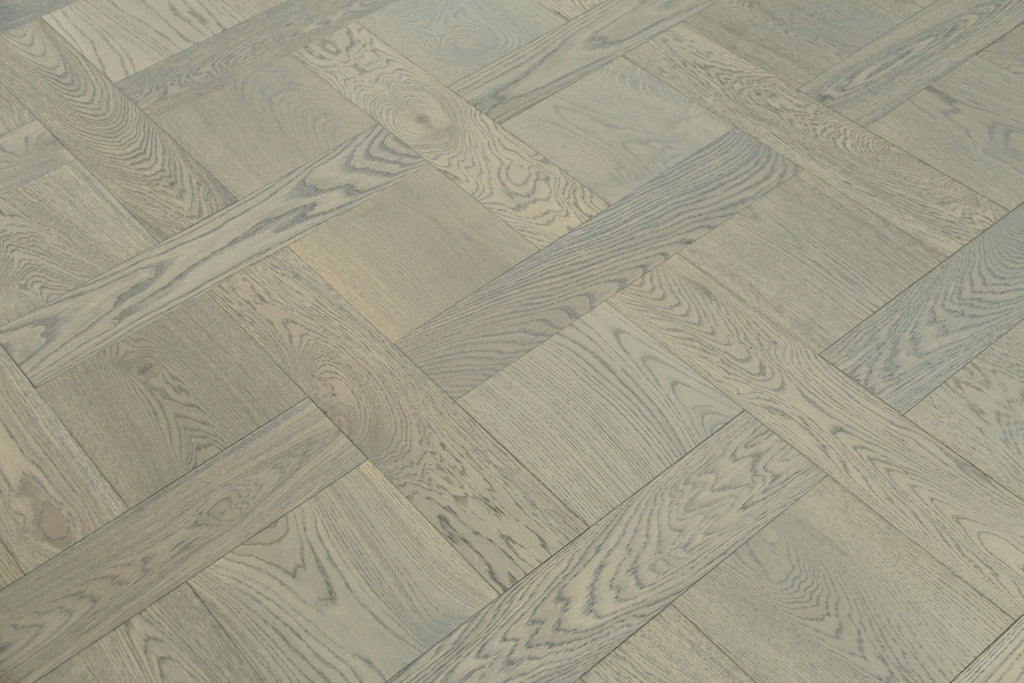 Oak Brushed L-Charcoal Lacquered Basketweave Engineered Wood Flooring BBW1502