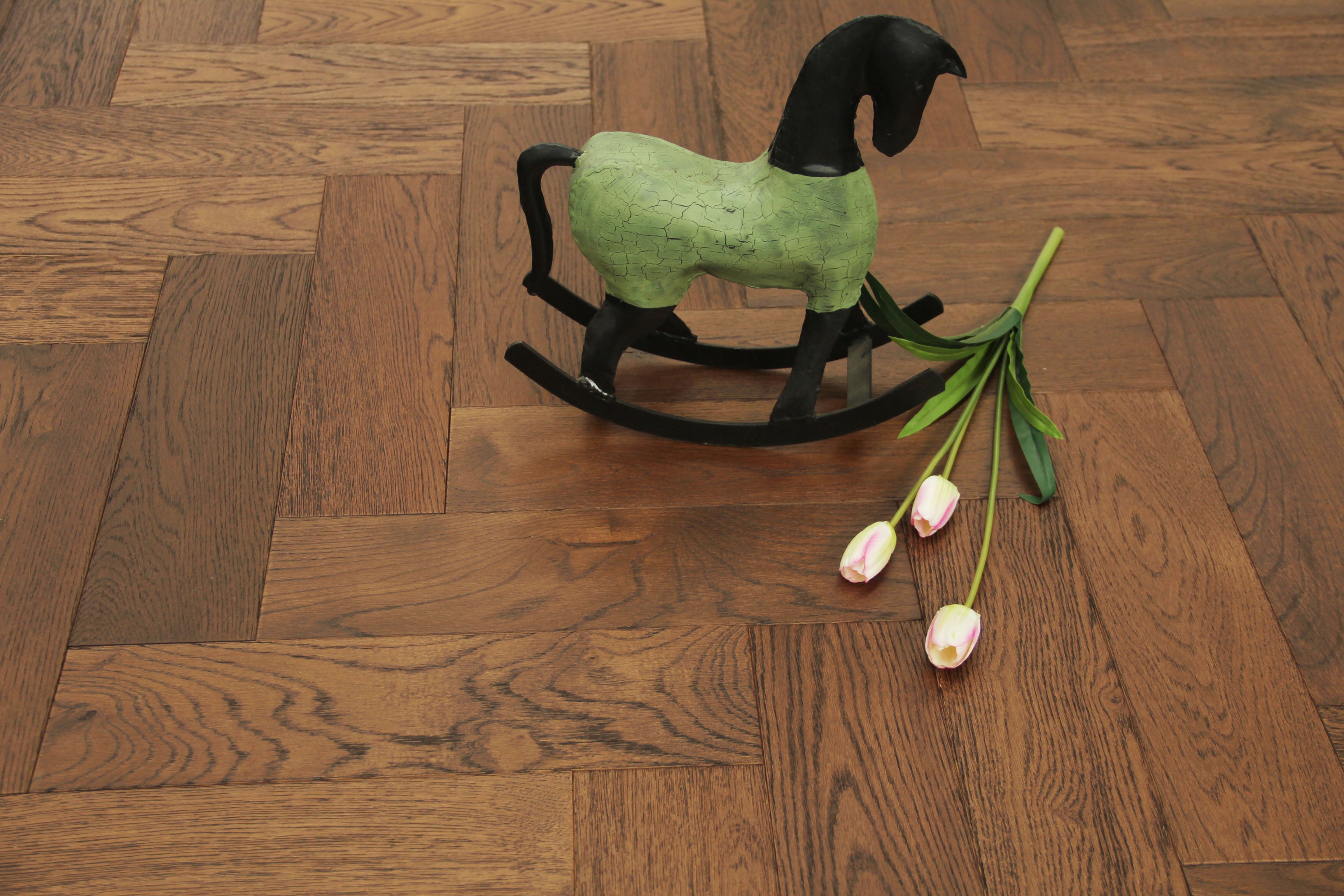 Oak Brushed Dark Mahagony Natural Oiled Herringbone Engineered Flooring 430x115x14/3mm BHO1410