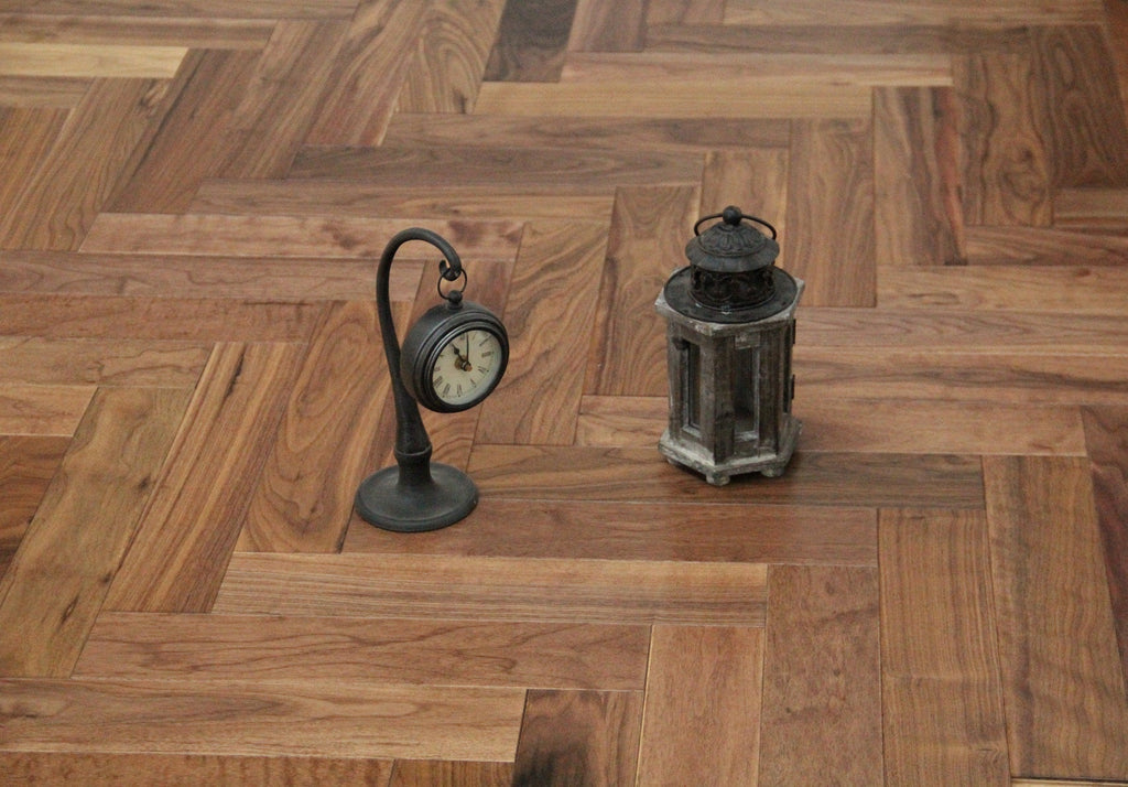 Prime Grade American Black Walnut Lacquered Herringbone Engineered Flooring 600x90x18/4mm BHW1802AB
