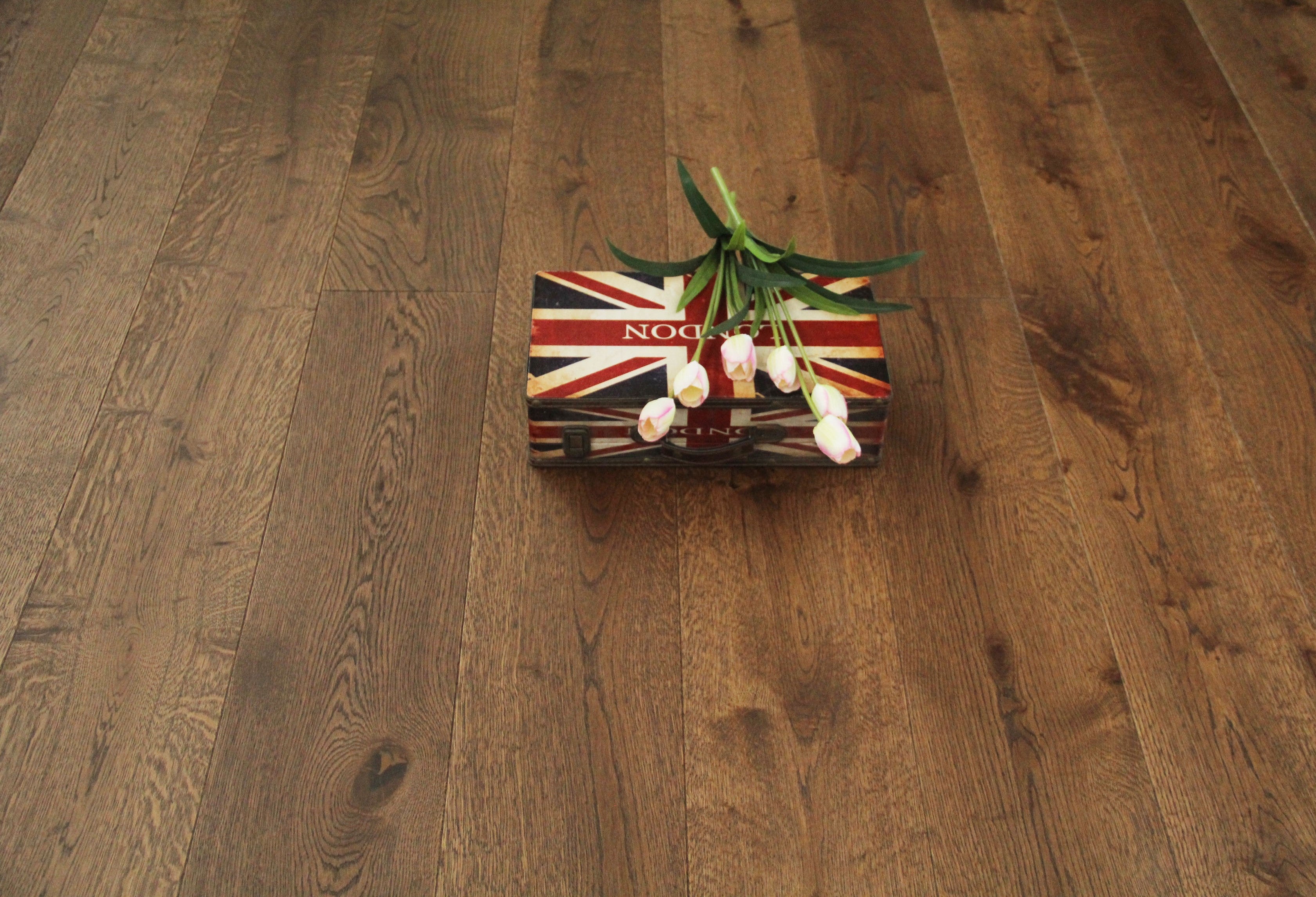 Oak Brushed Dark Coffee Stained UV Oiled Engineered Wood Flooring BEO1502C