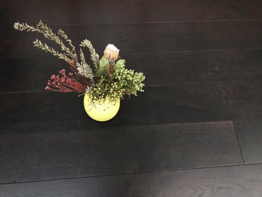 Brushed Ebony Stained Lacquered Oak Engineered Flooring BEO1518