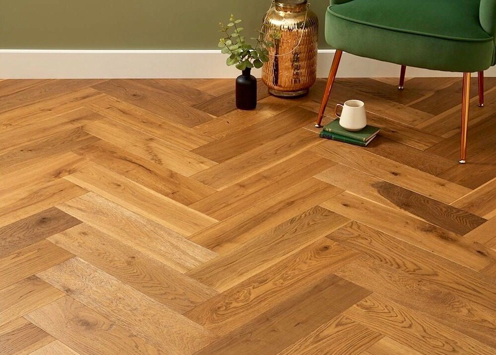 Smoked Brushed & UV Oiled Oak Engineered Herringbone Flooring BHO1405