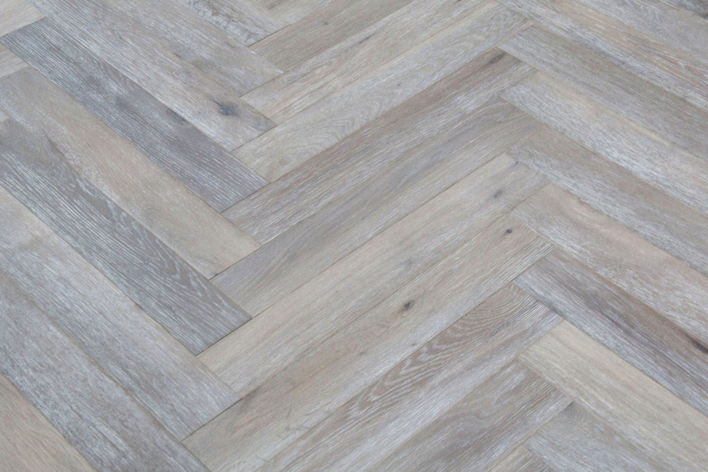 European Oak Smoked Grey Parquet Herringbone Flooring BHO1801