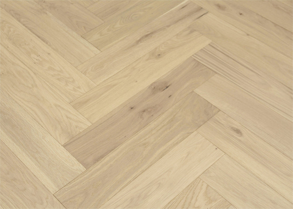Brushed Light Oak Engineered Herringbone Flooring BHO1406