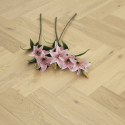 Brushed Light Oak Engineered Herringbone Flooring BHO1406