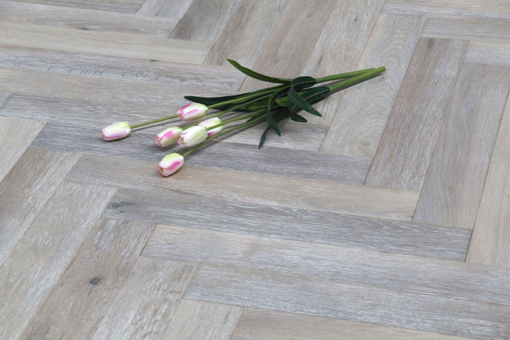 European Oak Smoked Grey Parquet Herringbone Flooring BHO1801