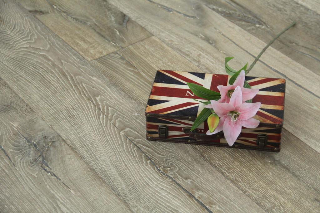 Oak Brushed Distressed Saw Mark Grey Oiled Engineered Flooring 1900x240x15/4mm BEO1561