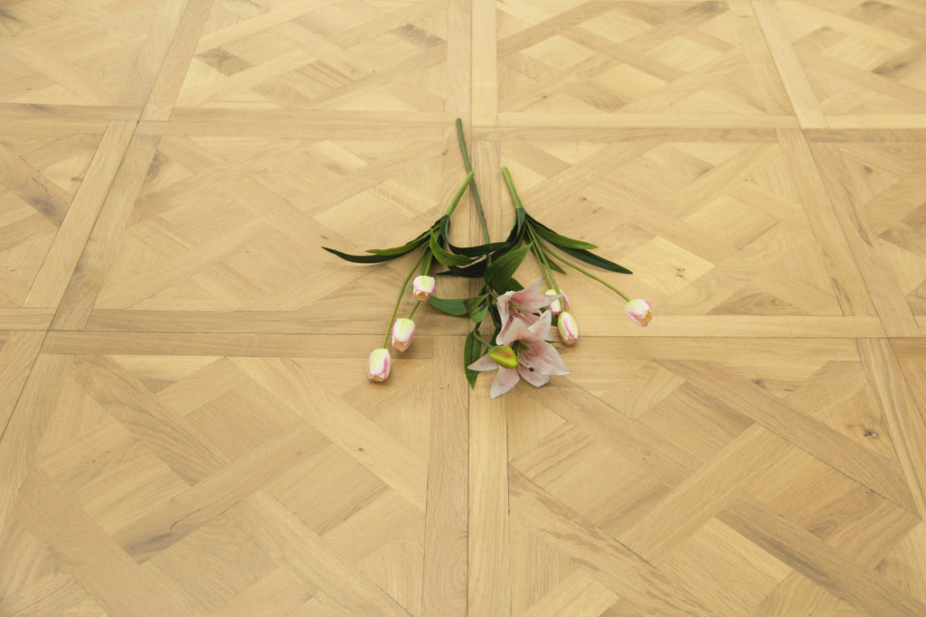 Oak Brushed Light Grey Oiled Parquet Versailles Panel Engineered Flooring BPE2002