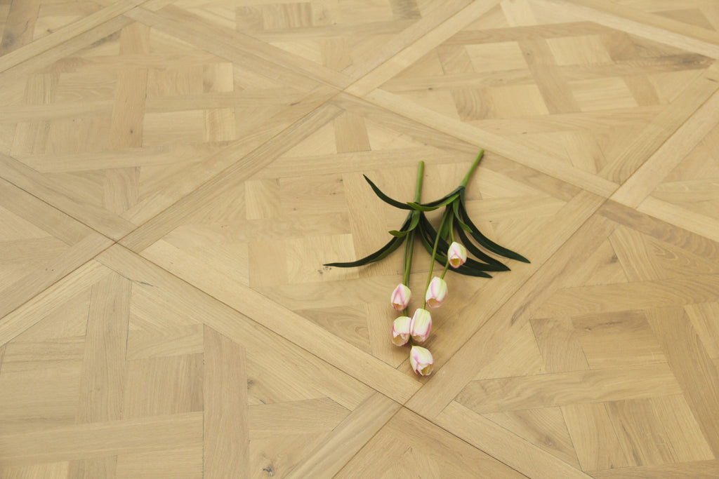 Oak Brushed Light Grey Oiled Parquet Versailles Panel Engineered Flooring BPE2002