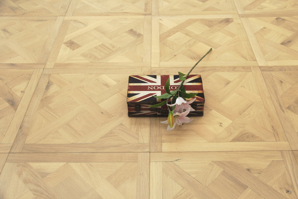 Oak Brushed Light Grey Oiled Parquet Versailles Panel Engineered Flooring BPE2002