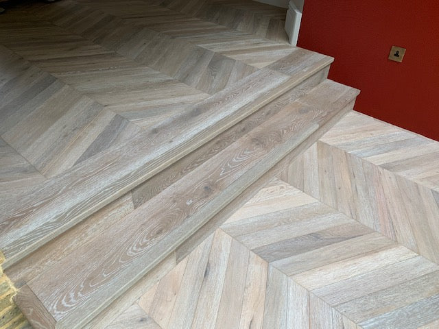 Smoked Grey European Oak Chevron Engineered Flooring 600x90x18/4mm BSR1805