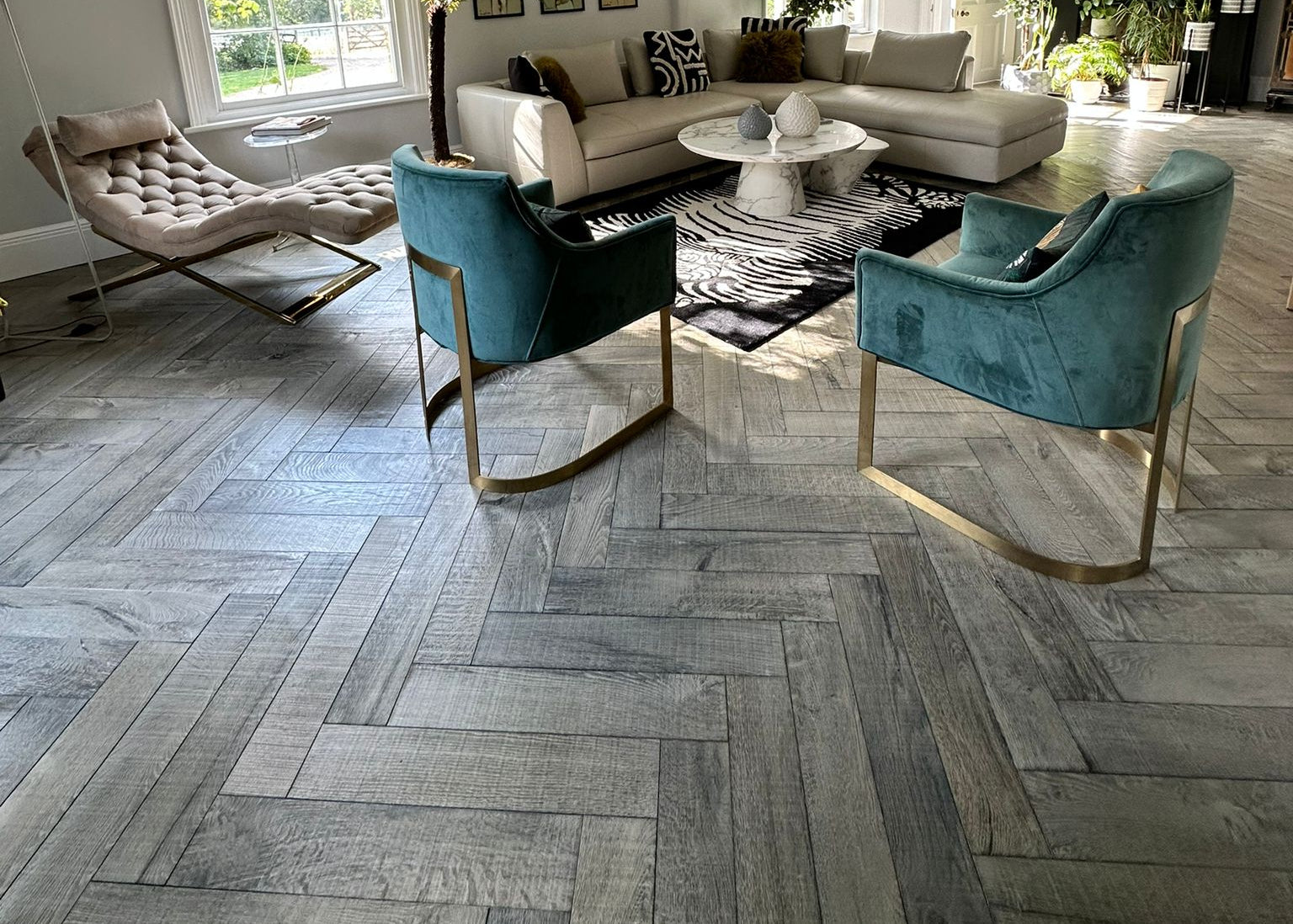 Dark Grey Brushed Bespoke Oak Herringbone BHO1819