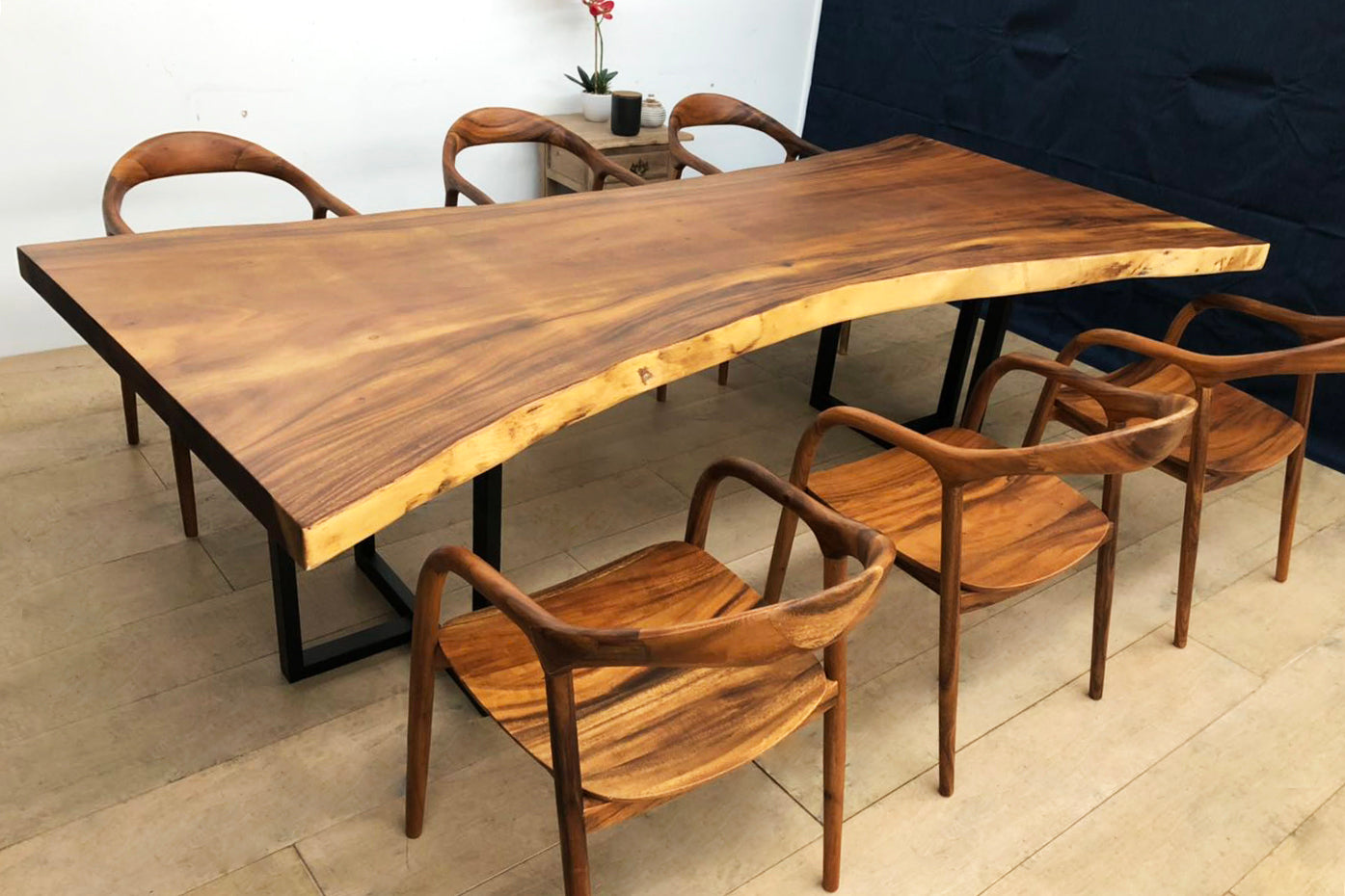 Rustic South American Walnut Slab Table 2530mm Length