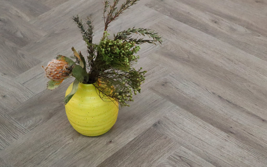 Smoked Oak SPC Herringbone Vinyl Click Flooring 600x120x5mm BVH2402