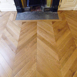 Gunstock & Brushed & UV Lacquered Parquet Chevron Flooring BR1803