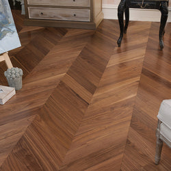 Lacquered American Black Walnut Parquet Chevron BR1809