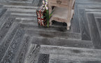 Black Stained & White Oiled Parquet Herringbone BHO1403