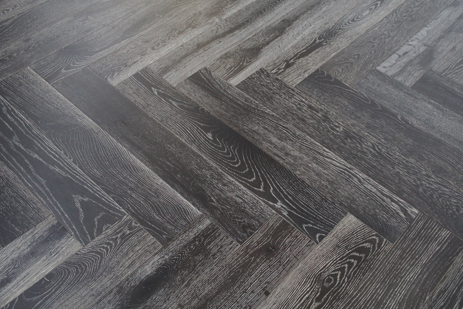 Black Stained & White Oiled Parquet Herringbone BHO1403
