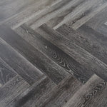 Black Stained & White Oiled Parquet Herringbone HO1403