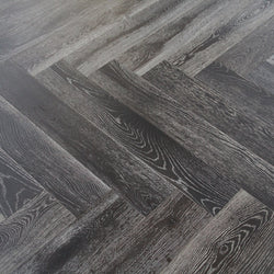 Black Stained & White Oiled Parquet Herringbone HO1403