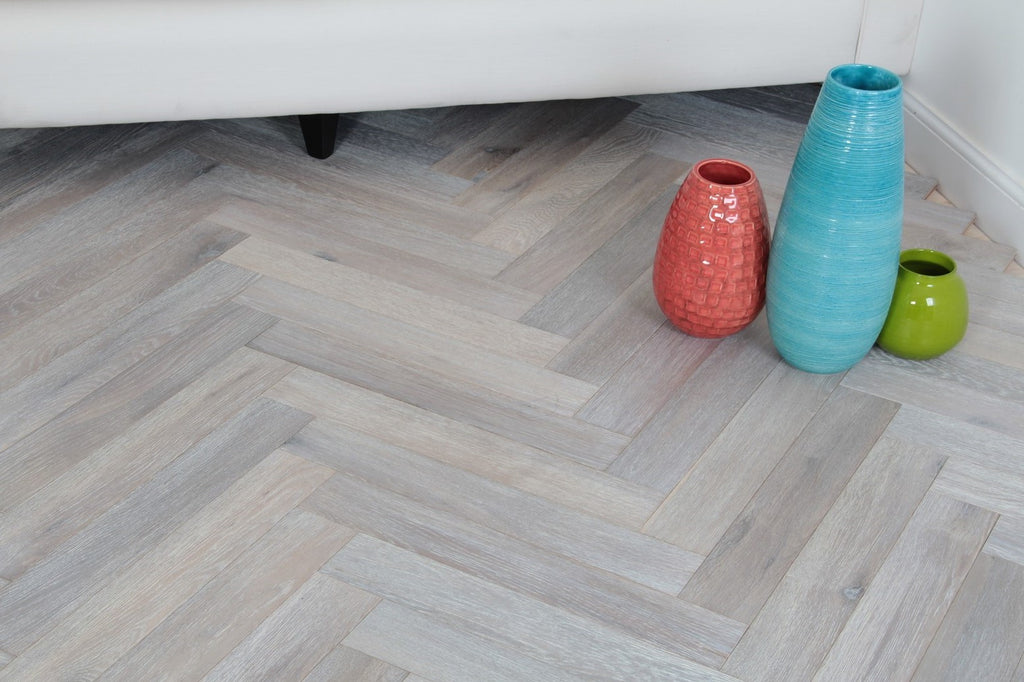 European Oak Smoked Grey Parquet Herringbone Flooring BHO1801