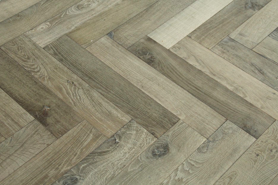 Medium Grey Bespoke Parquet Herringbone Flooring BHO1814