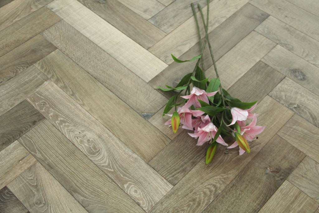 Medium Grey Bespoke Parquet Herringbone Flooring BHO1814