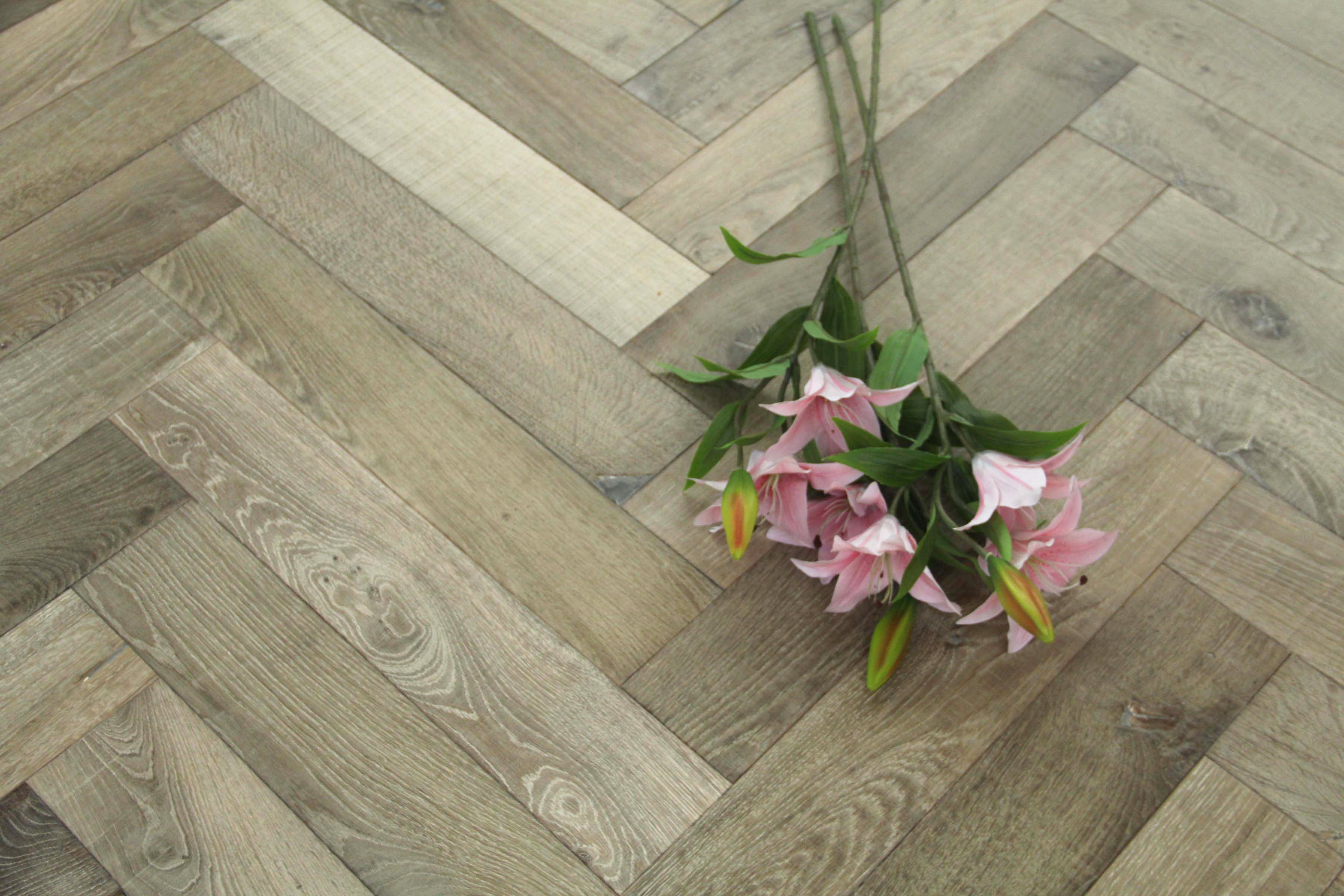 Medium Grey Bespoke Parquet Herringbone Flooring BHO1814